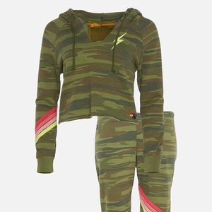 Aviator nation camo crop hoodie